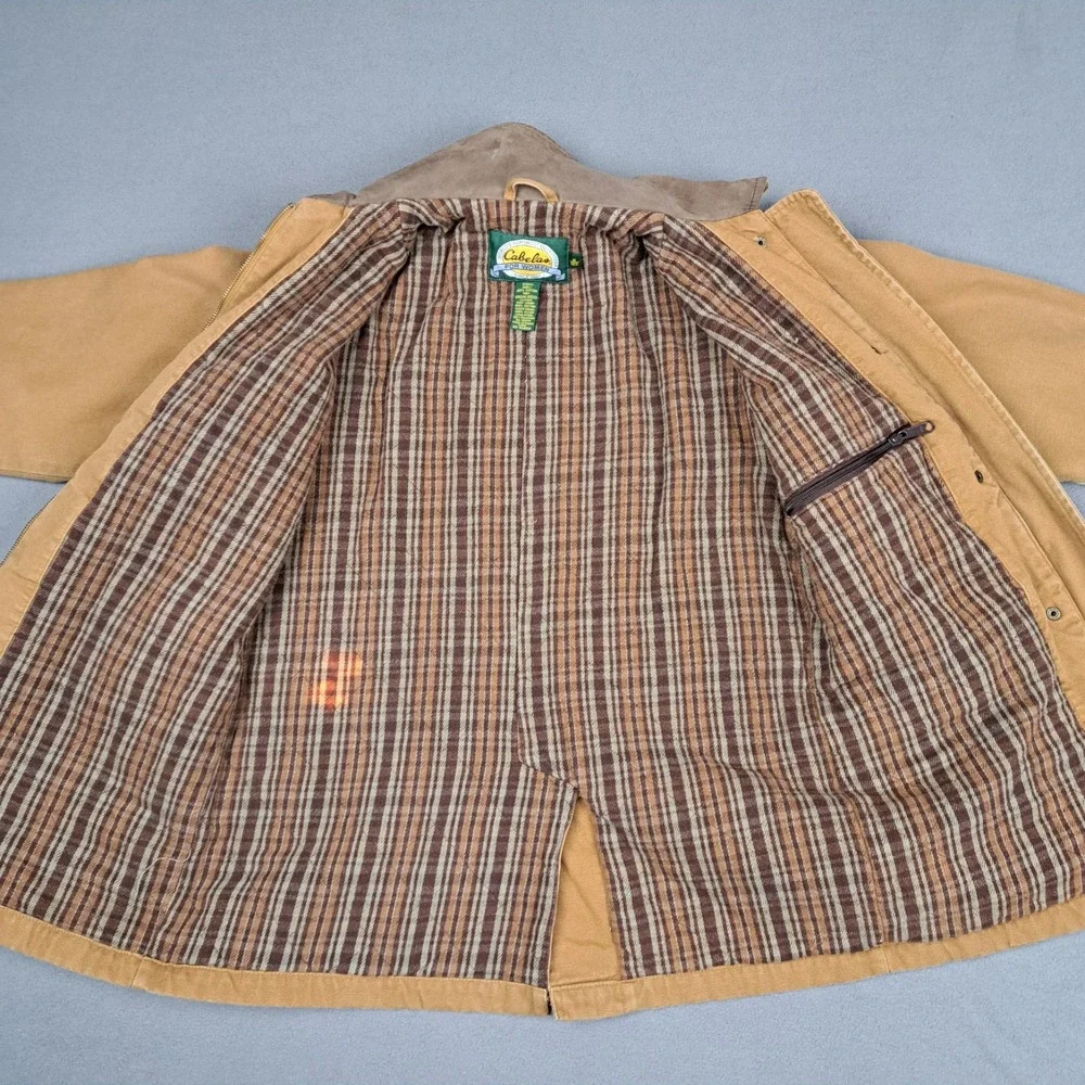 Cabelas Duck Canvas Blanket Lined Jacket Womens Medium Leather Collar Chore Coat - Picture 4 of 16